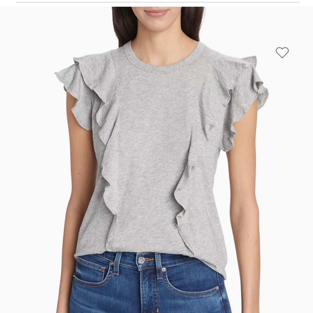 Veronica Beard Bea Ruffled t-shirt size small in gray